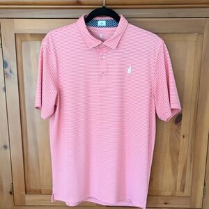 johnnie-O Coral Striped Polo Shirt